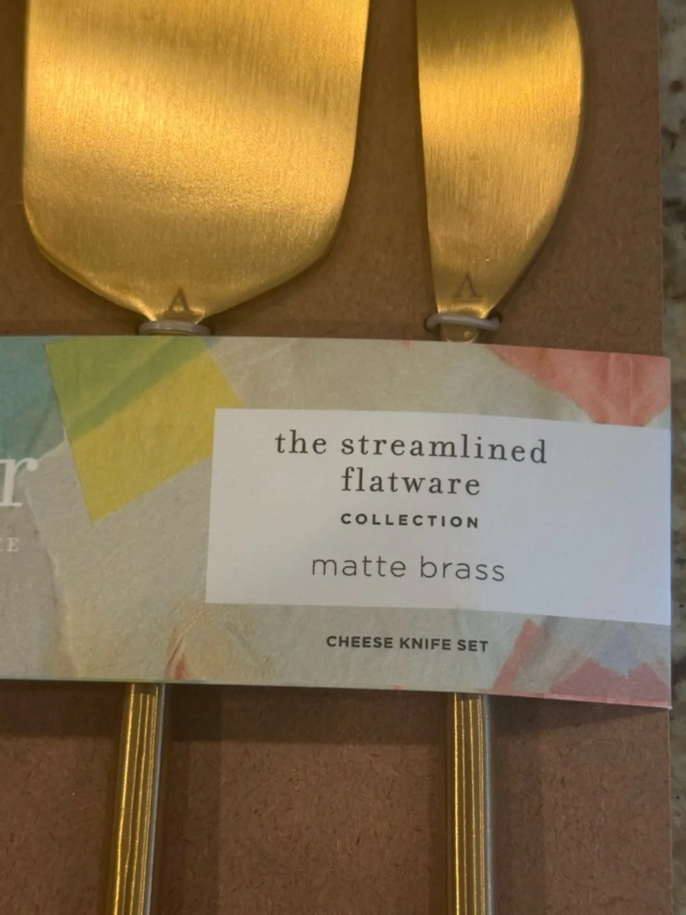 Anthropologie Gather Streamlined Gold Cheese Knife Set